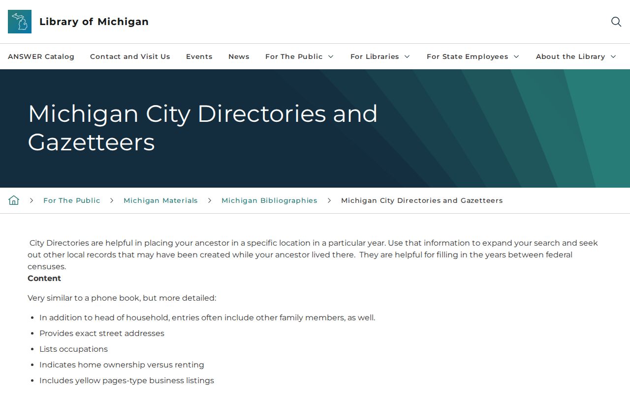 Garden City city directory Library of Michigan directory collections guidance