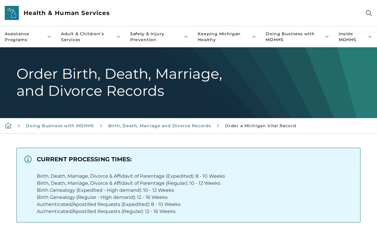 Garden City residents directory Michigan vital records order page