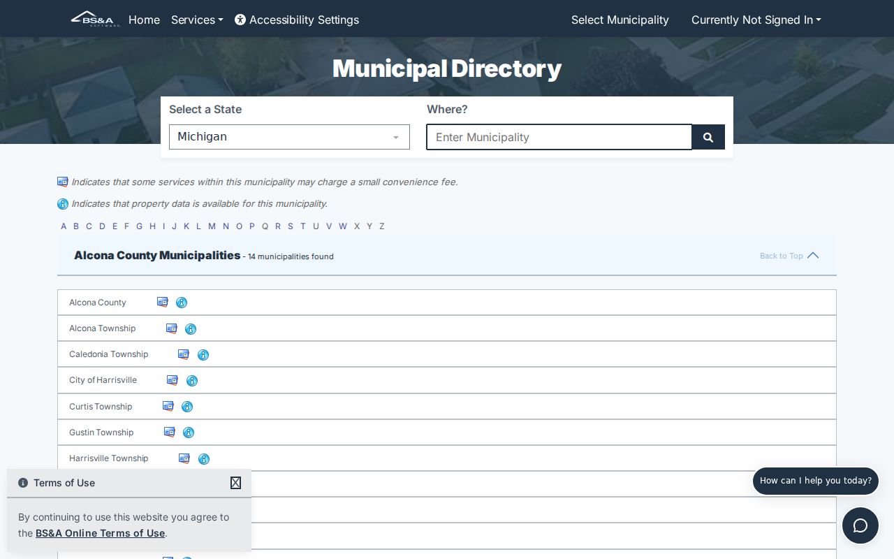 Garden City street directory BS&A assessing search
